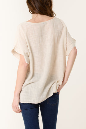 Necklace Short Sleeve Pure Cotton Top