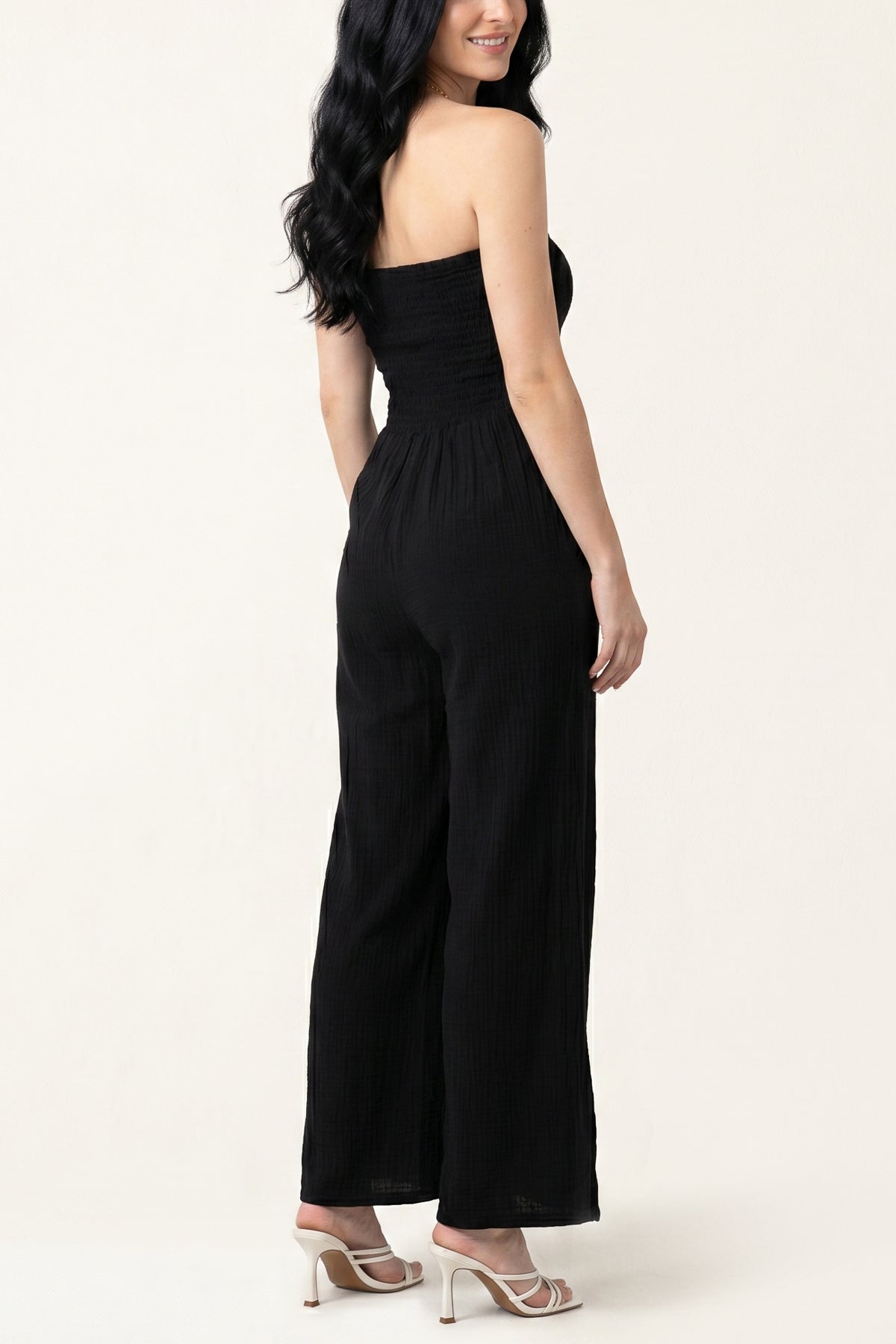 Bandeau Wide Leg Cheesecloth Jumpsuit