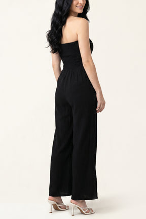 Bandeau Wide Leg Cheesecloth Jumpsuit