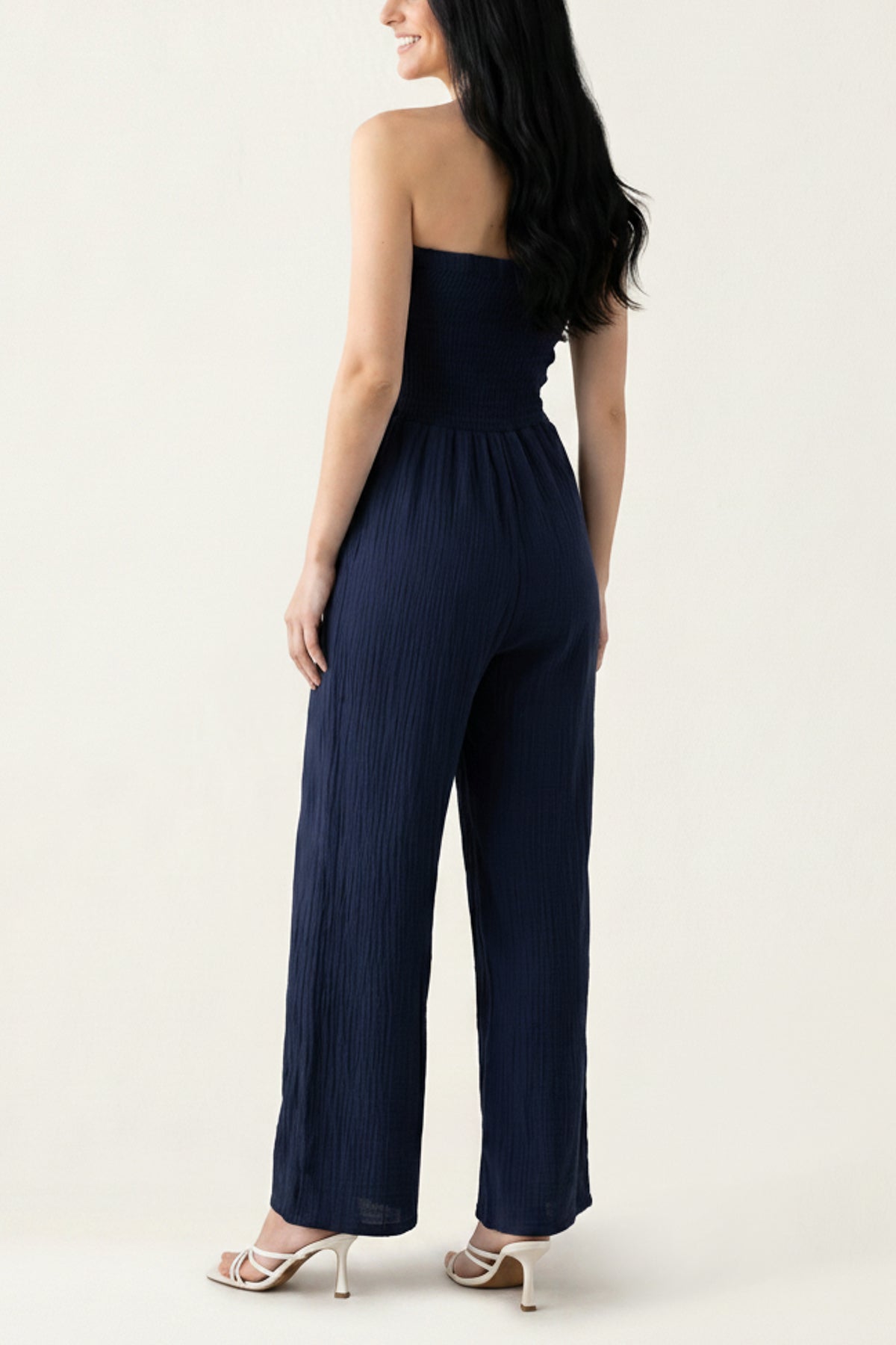 Bandeau Wide Leg Cheesecloth Jumpsuit