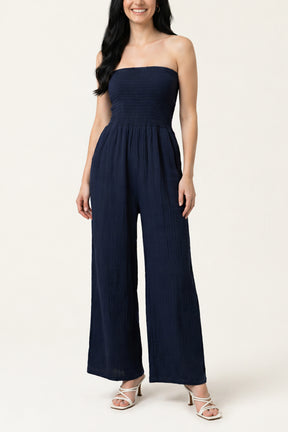 Bandeau Wide Leg Cheesecloth Jumpsuit