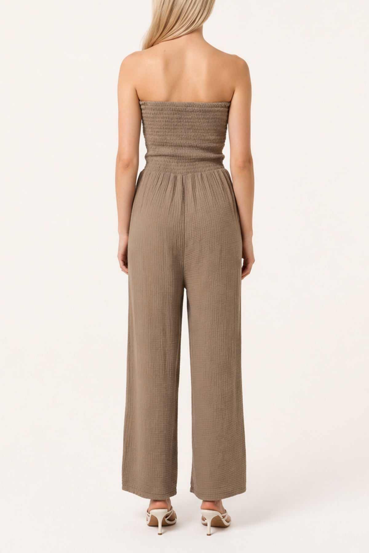 Bandeau Wide Leg Cheesecloth Jumpsuit