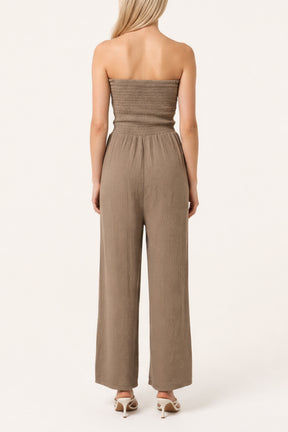 Bandeau Wide Leg Cheesecloth Jumpsuit