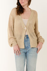 Gold Button Lurex Knit Cardigan