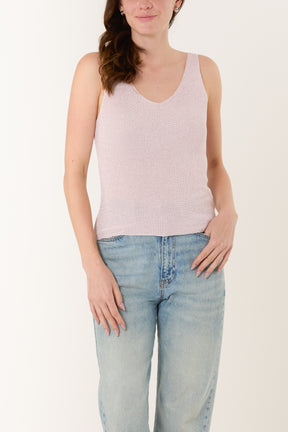 Double V-Neck Strap Knit Top