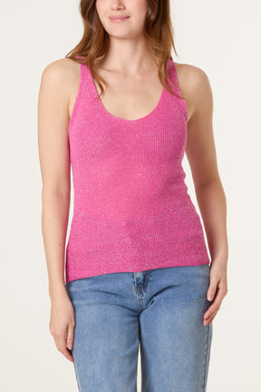 Double V-Neck Strap Knit Top