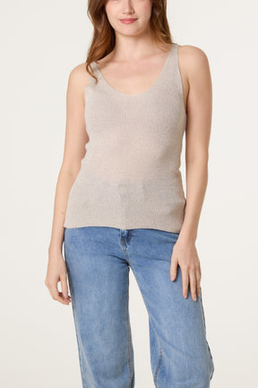 Double V-Neck Strap Knit Top