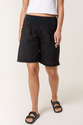 Linen Blend Bermuda Shorts