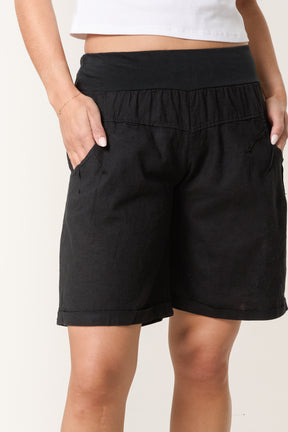Linen Blend Bermuda Shorts