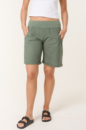 Linen Blend Bermuda Shorts