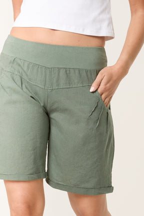 Linen Blend Bermuda Shorts