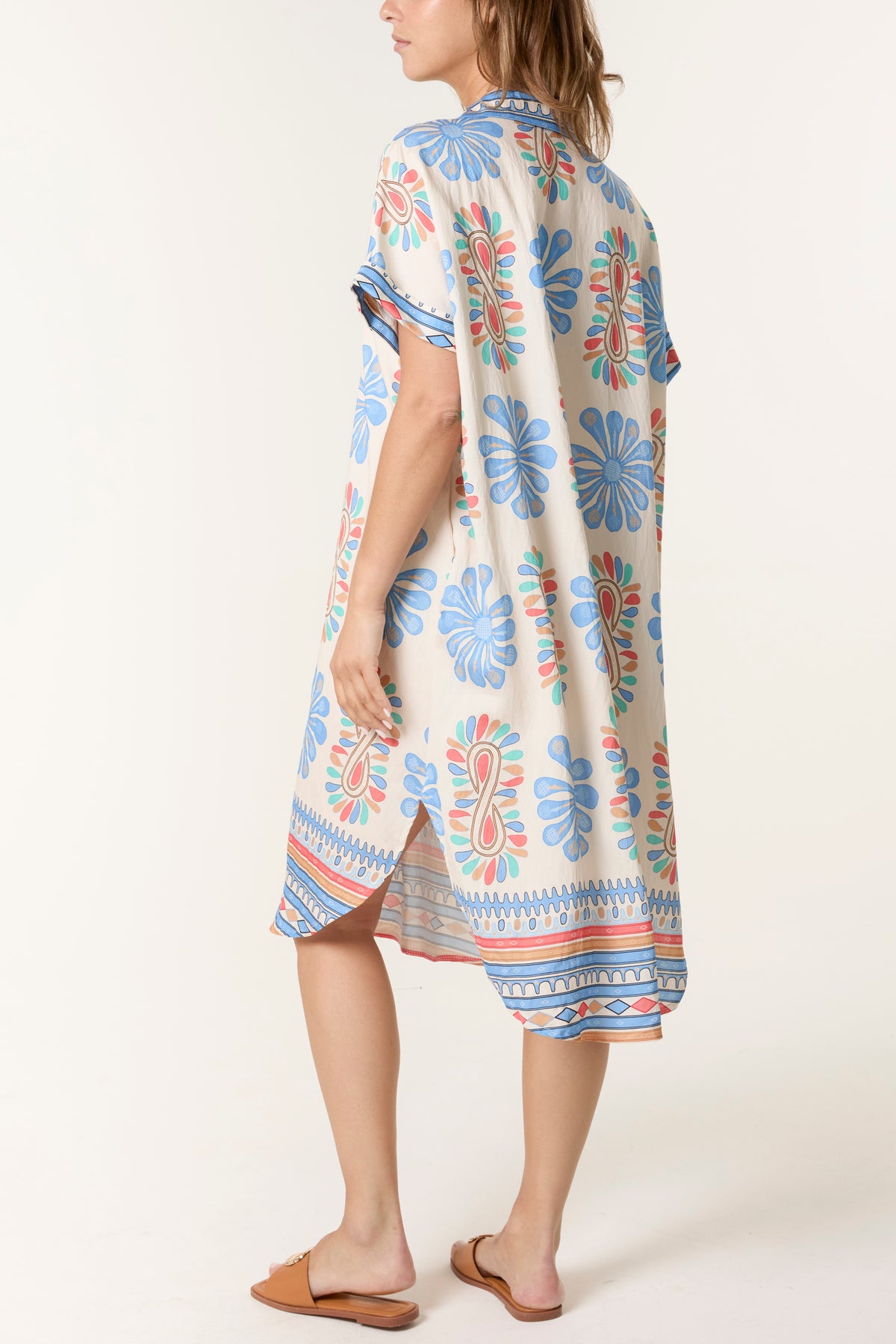 Floral Border Print Collar Dress