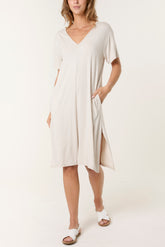 Double V-Neck Stretchy Dress