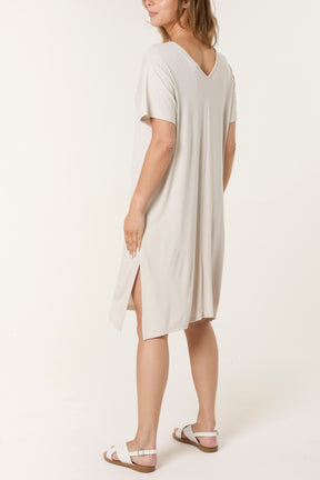 Double V-Neck Stretchy Dress