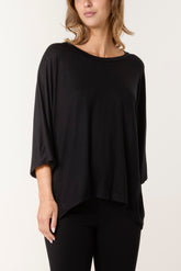 Round Neck 3/4 Sleeve Stretch Top