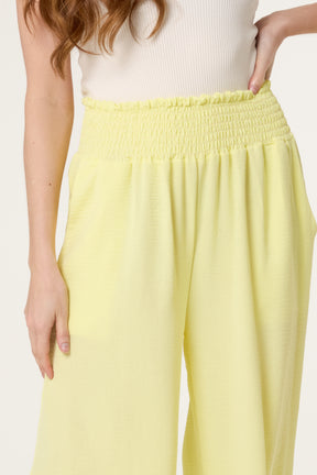 Elasticated Waist Pockets Wide Leg Trous