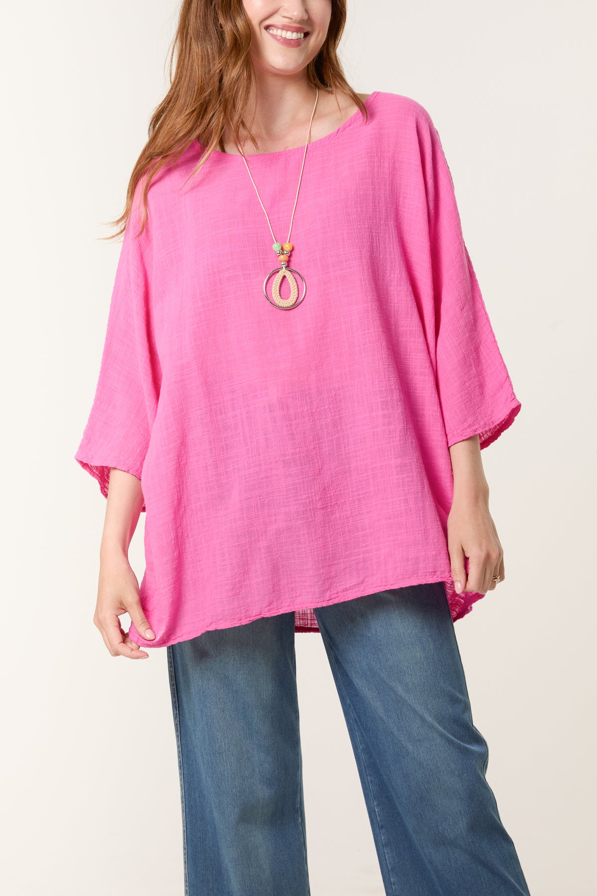 Necklace Pure Cotton Round Neck Top