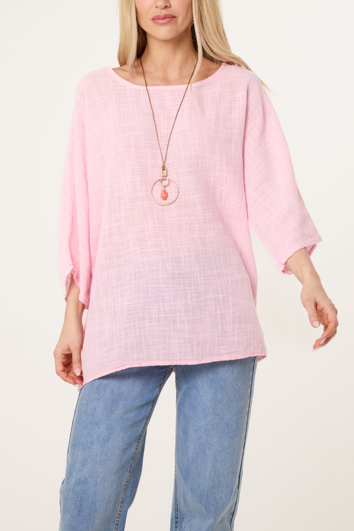 Necklace Pure Cotton Round Neck Top