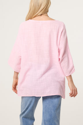 Necklace Pure Cotton Round Neck Top