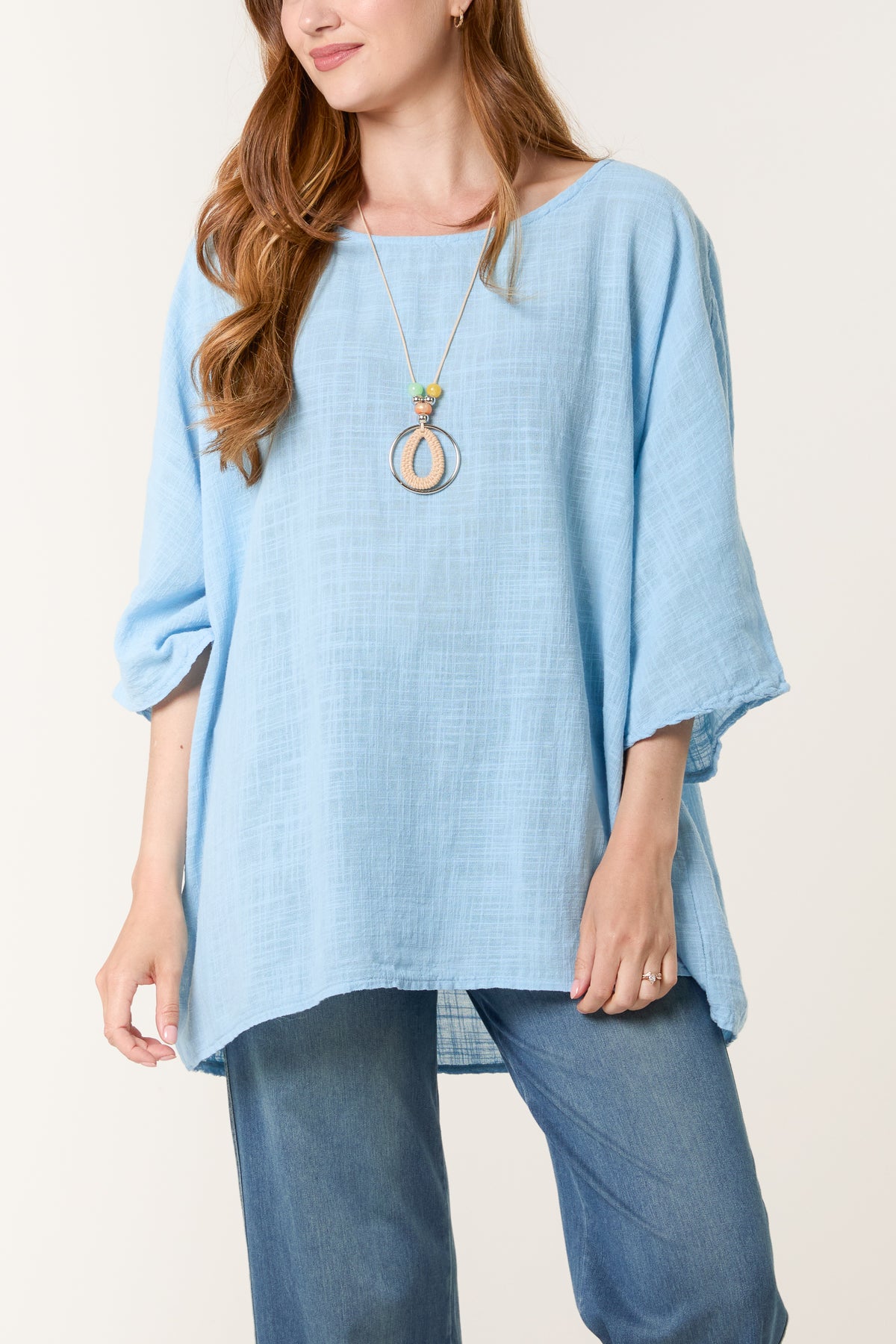 Necklace Pure Cotton Round Neck Top