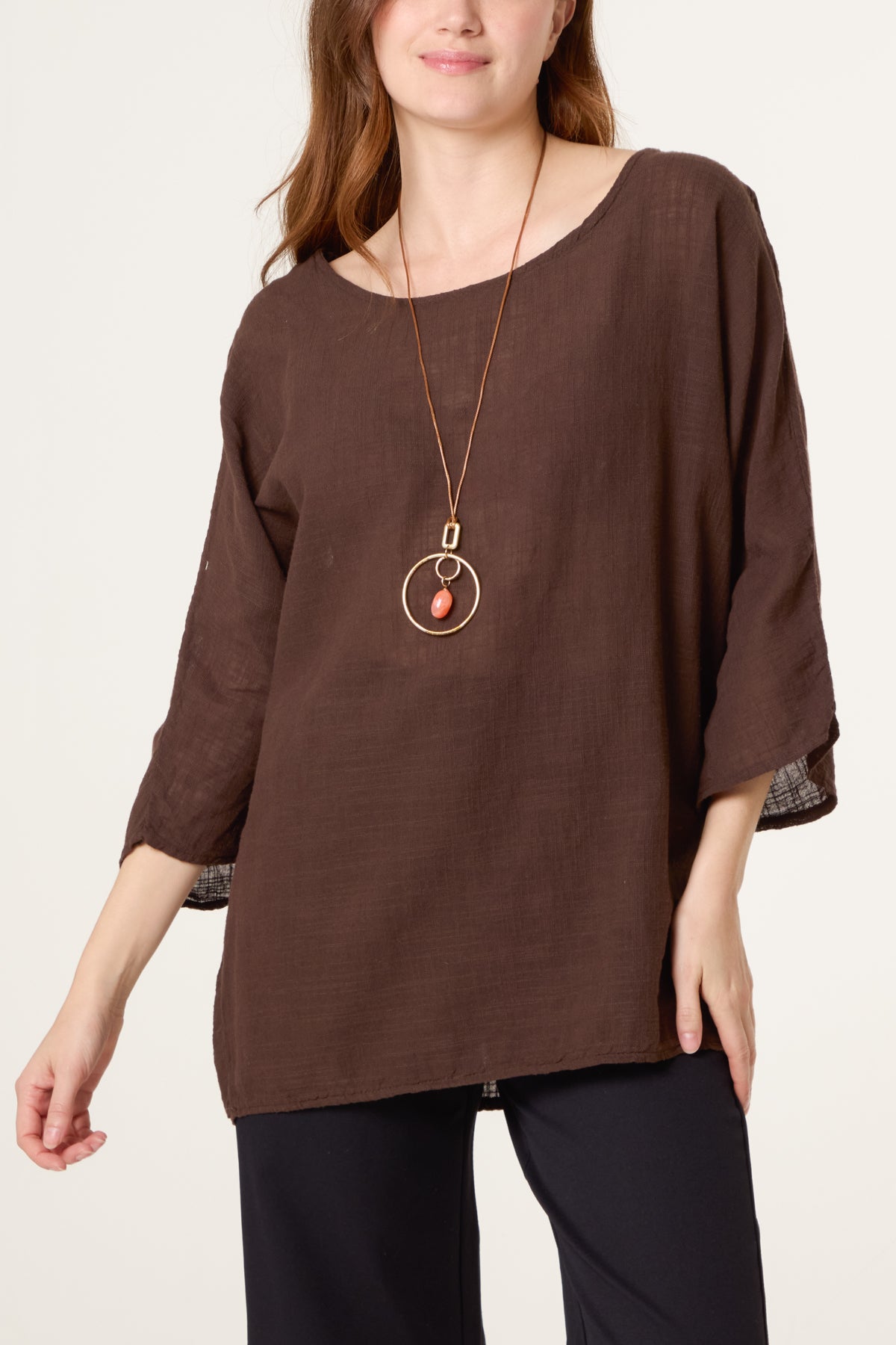 Necklace Pure Cotton Round Neck Top