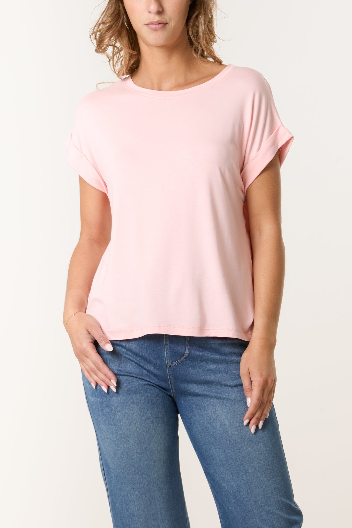 Stretchy Round Neck Short Sleeve T-Shirt