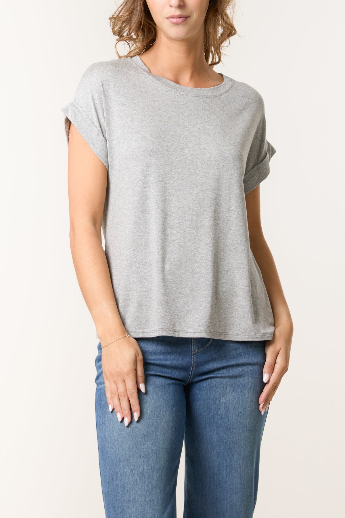 Stretchy Round Neck Short Sleeve T-Shirt
