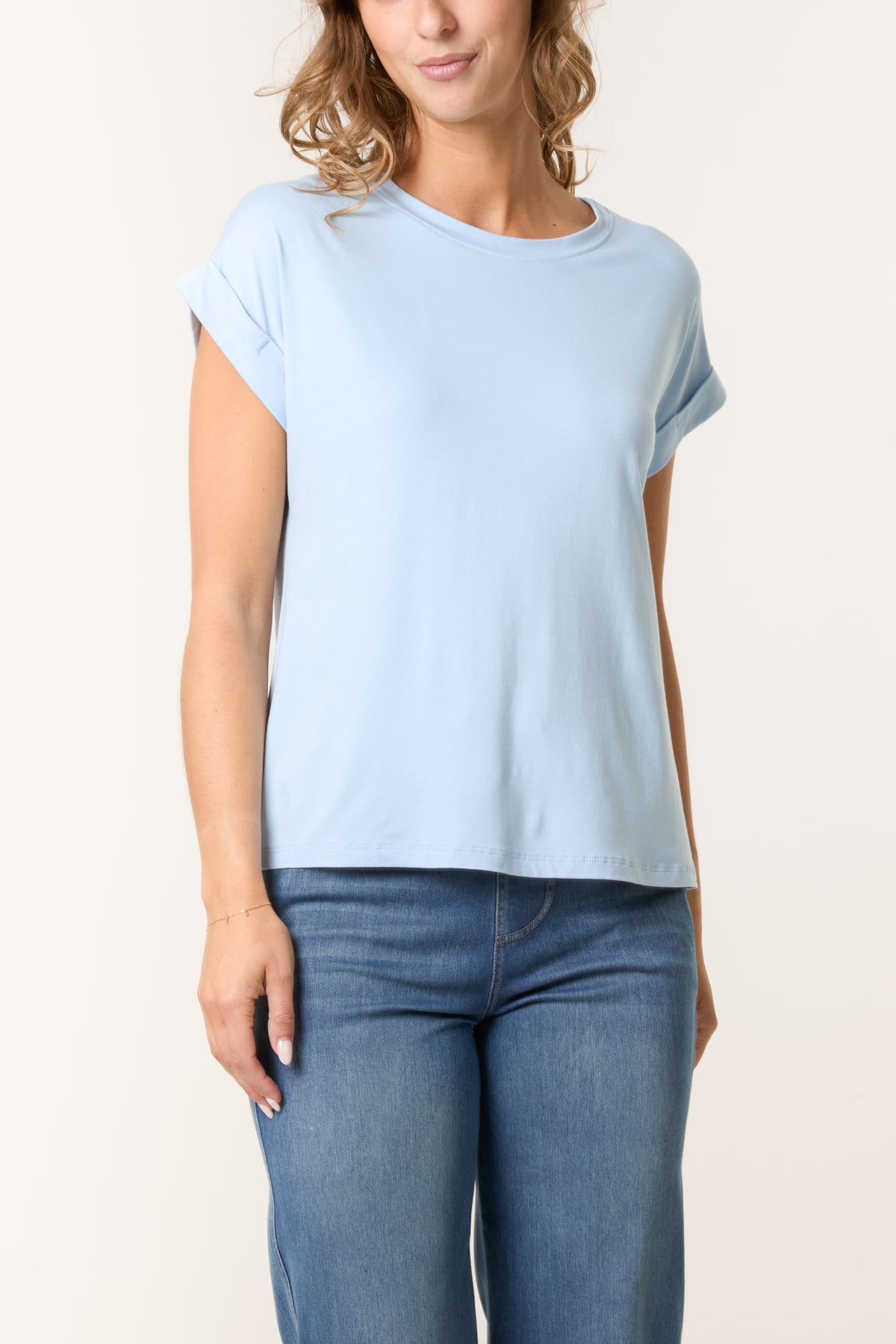 Stretchy Round Neck Short Sleeve T-Shirt