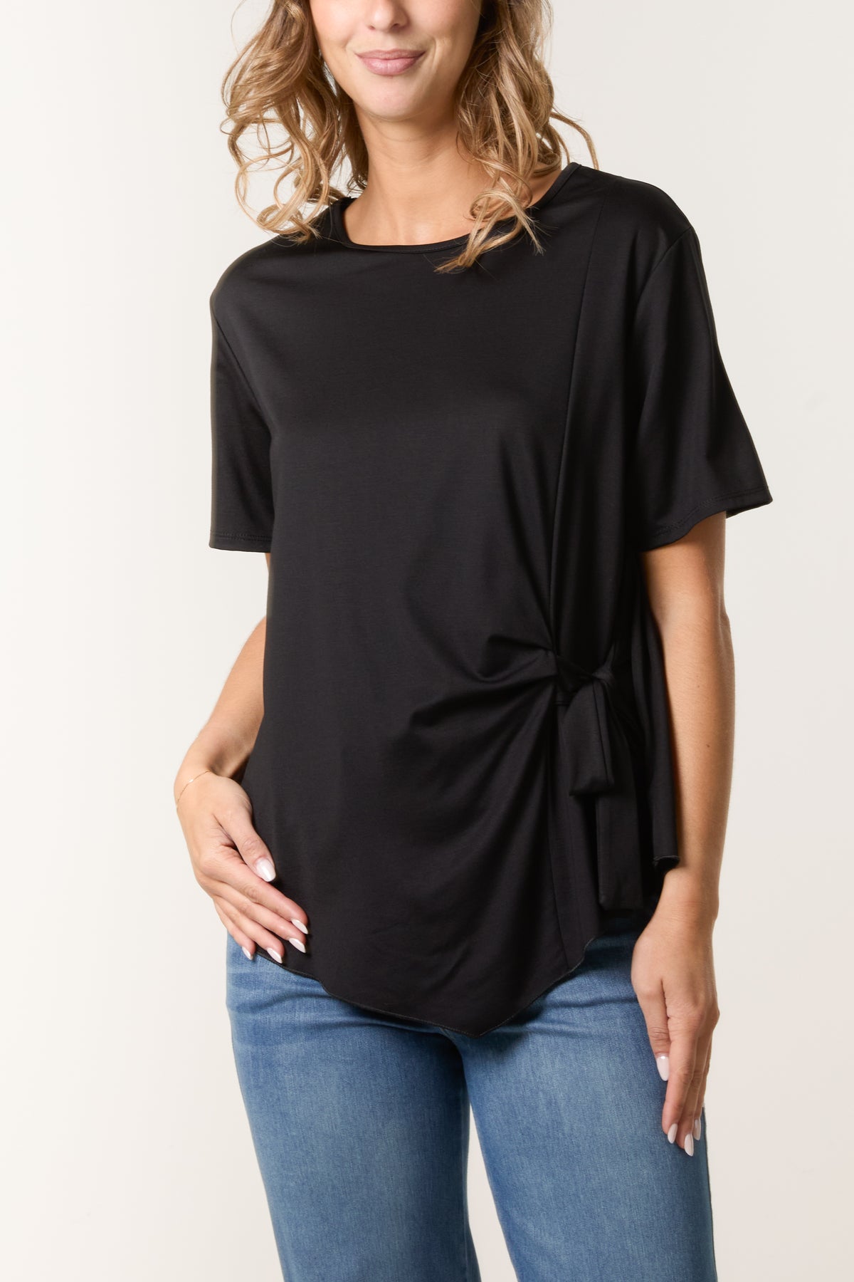 Round Neck Front Tie Top