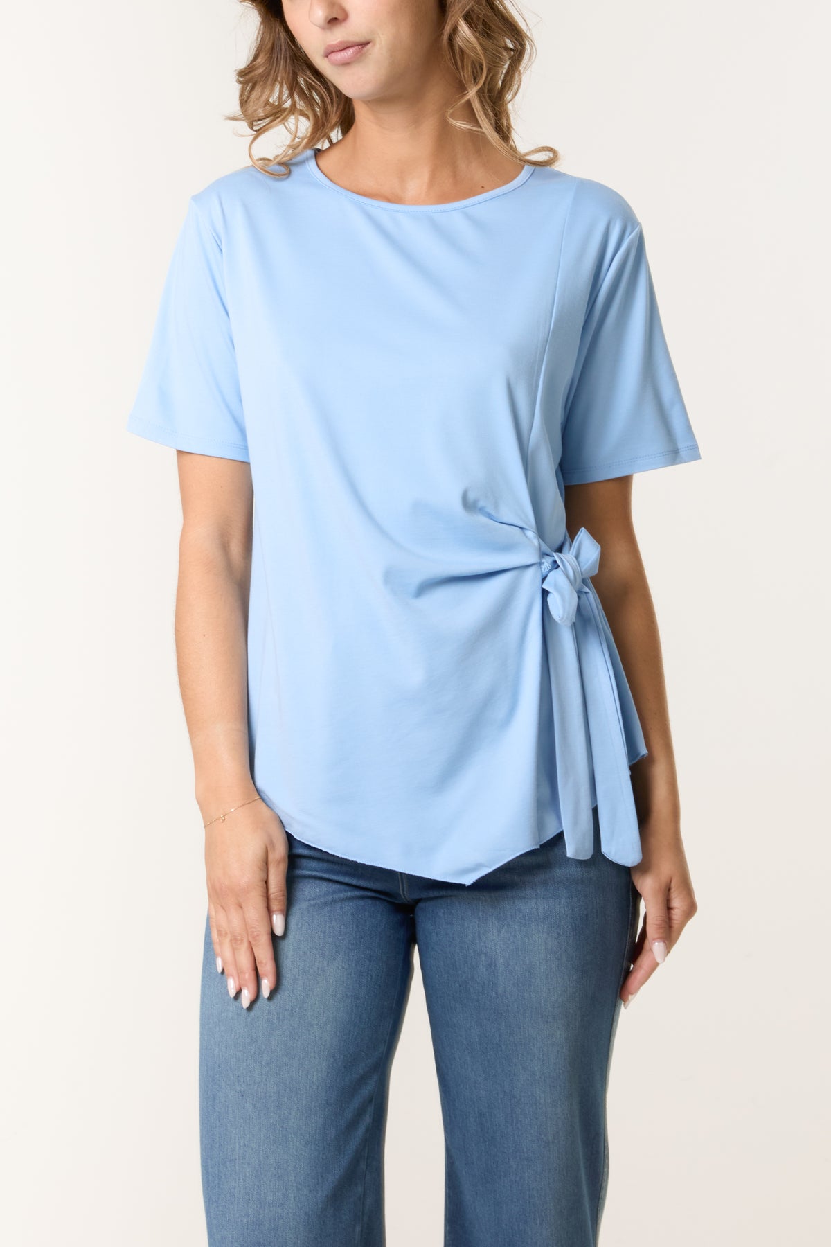 Round Neck Front Tie Top
