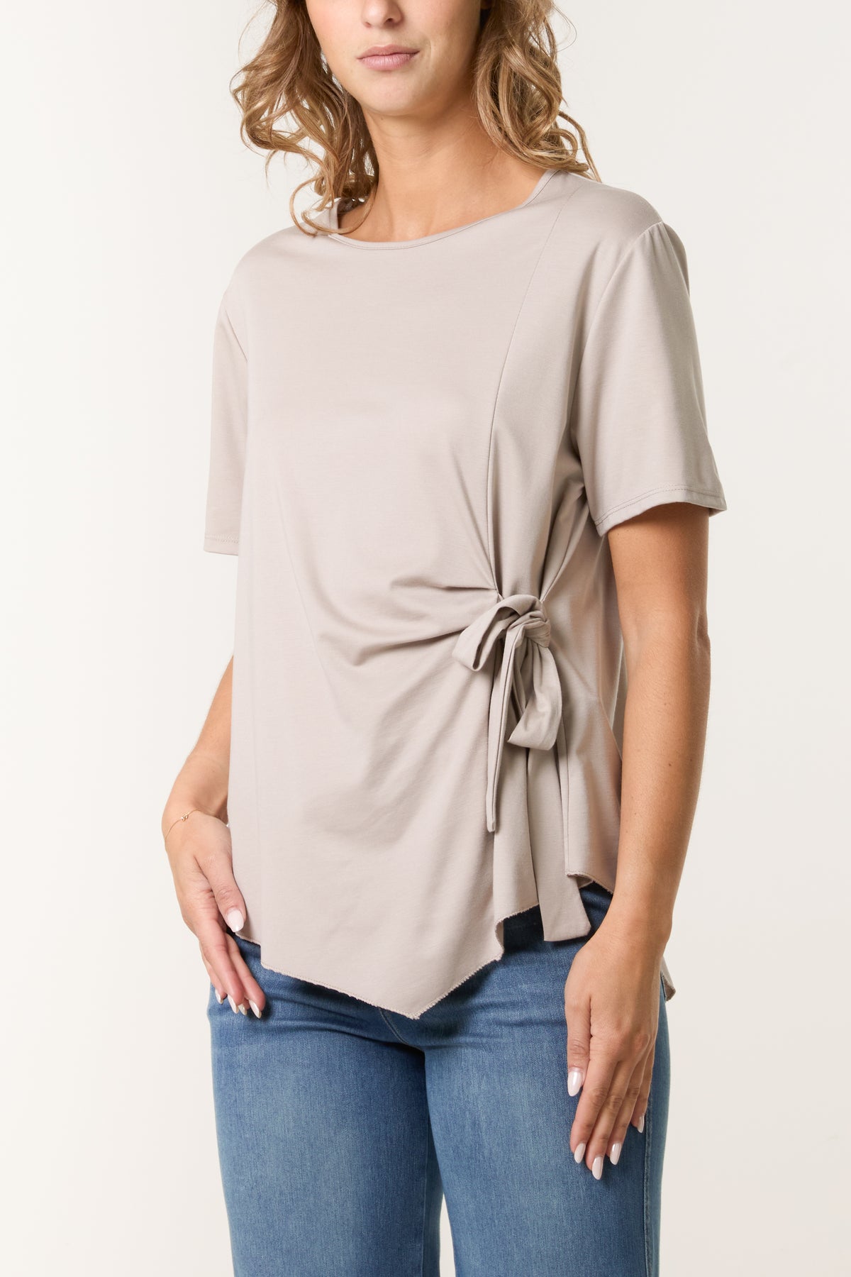 Round Neck Front Tie Top
