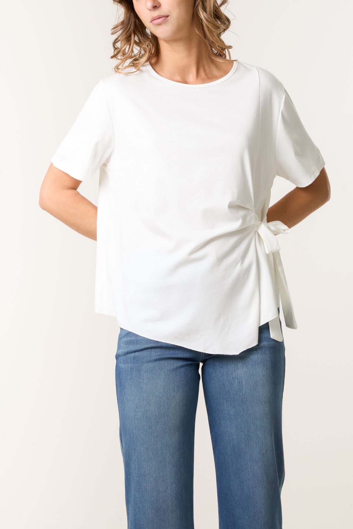 Round Neck Front Tie Top