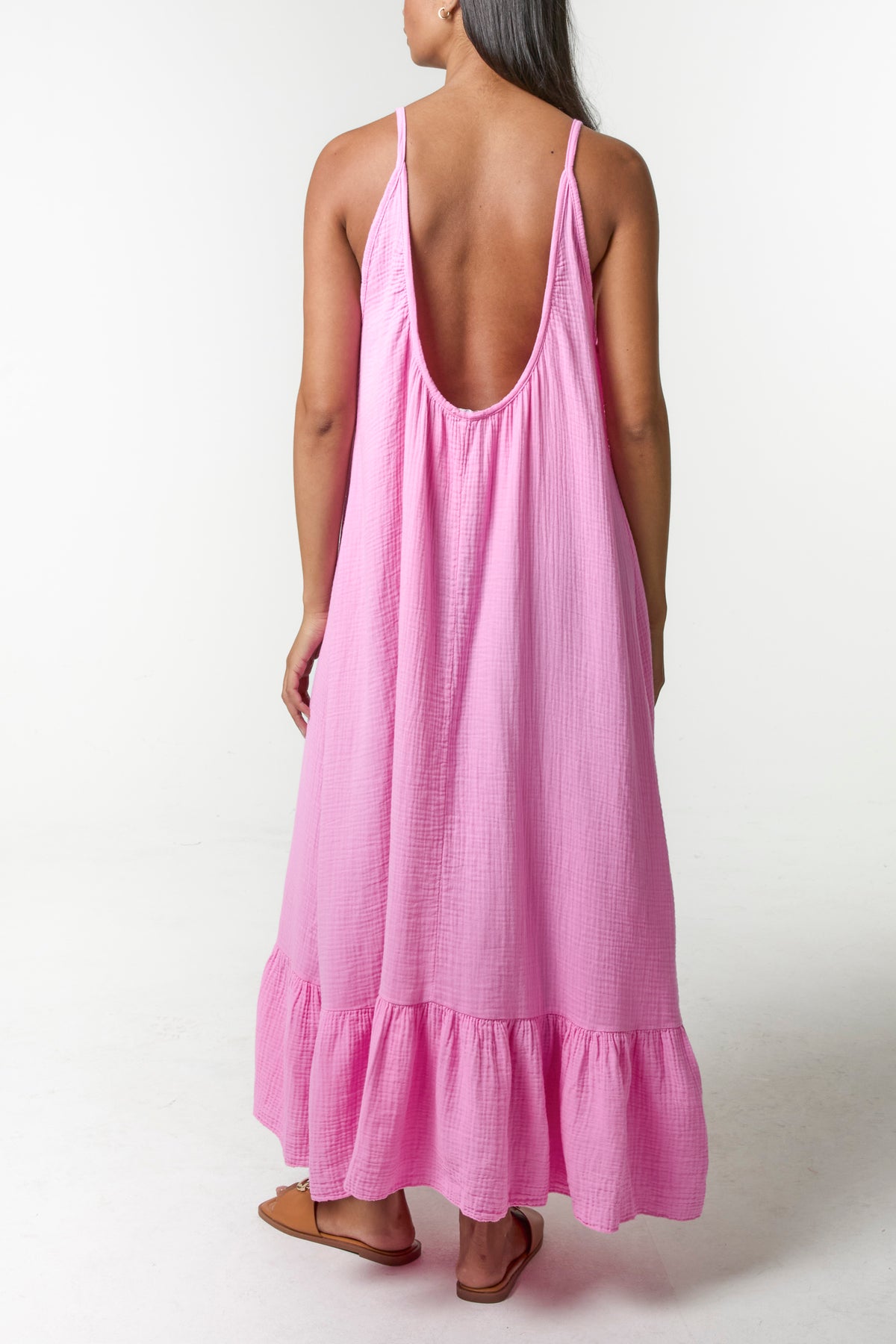 Cotton Backless Cami Maxi Dress