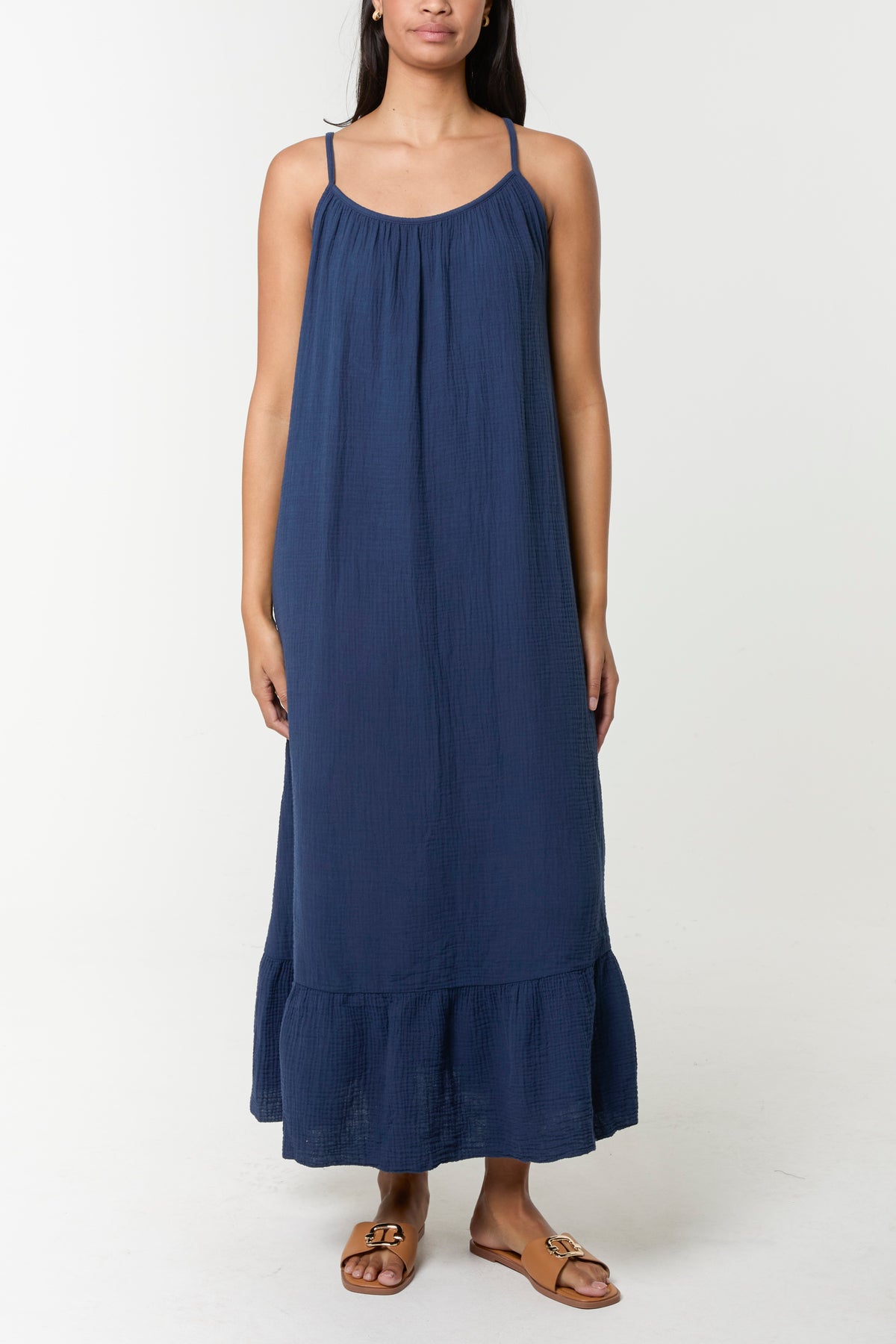Cotton Backless Cami Maxi Dress
