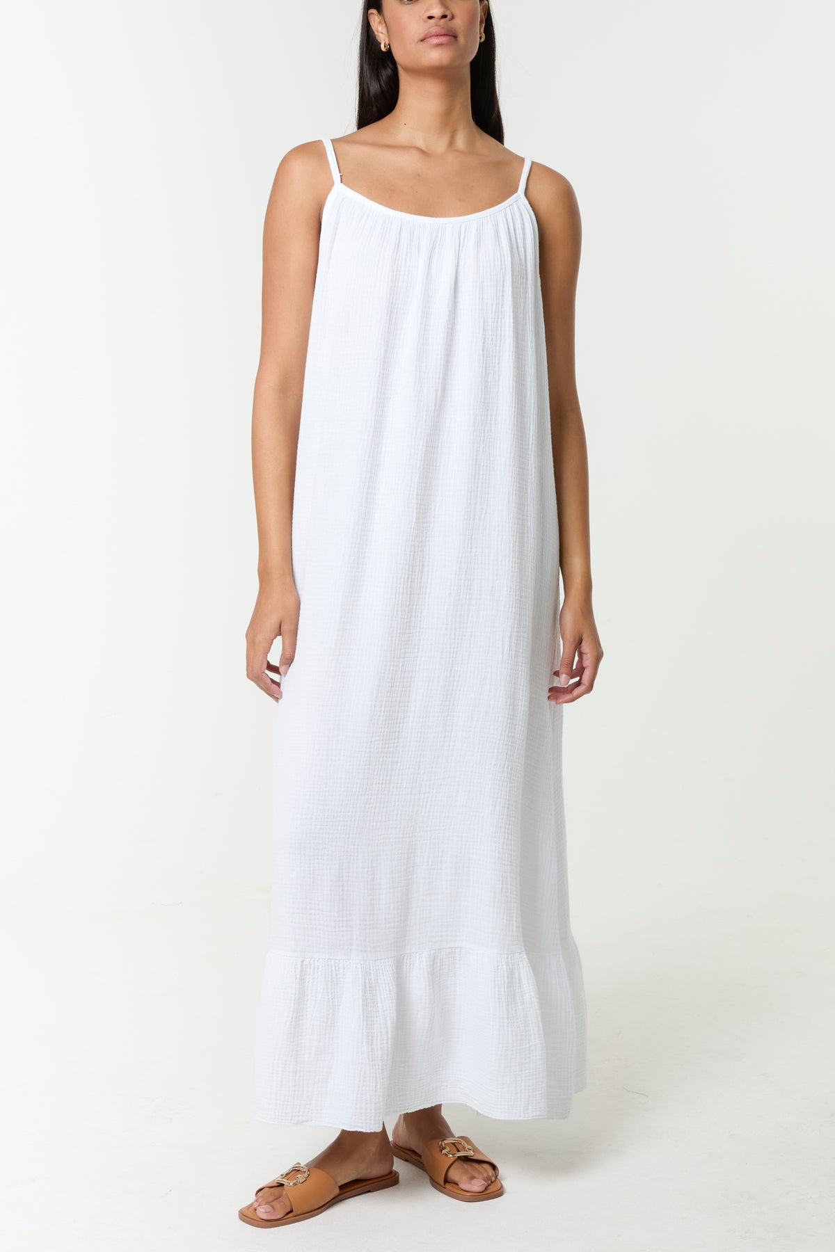 Cotton Backless Cami Maxi Dress