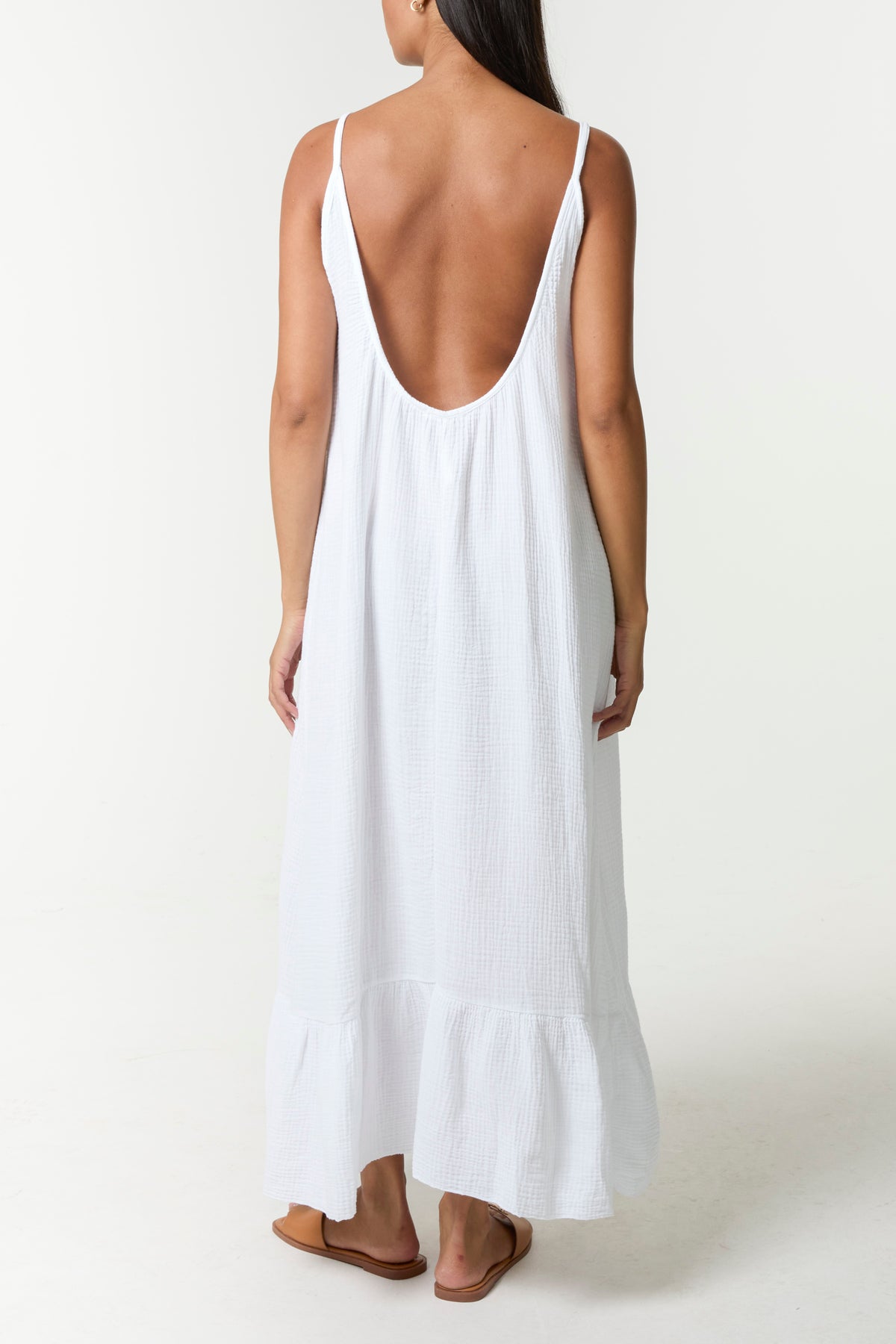 Cotton Backless Cami Maxi Dress