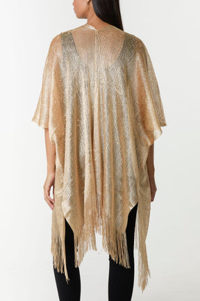 Lurex Knit Fringe Hem Kaftan