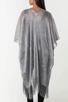 Lurex Knit Fringe Hem Kaftan