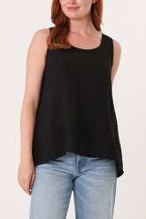 Scoop Neck Back Button Sleeveless Top