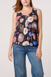 Circles Sleeveless Bubble Hem Top