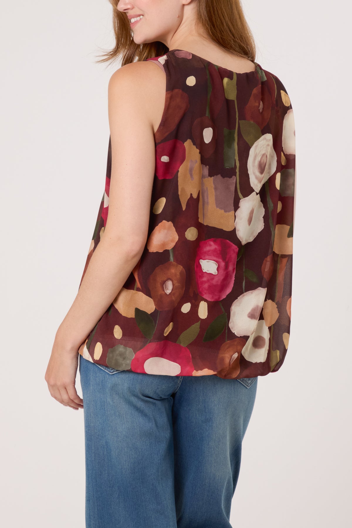 Circles Sleeveless Bubble Hem Top