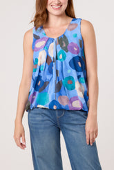 Circles Sleeveless Bubble Hem Top