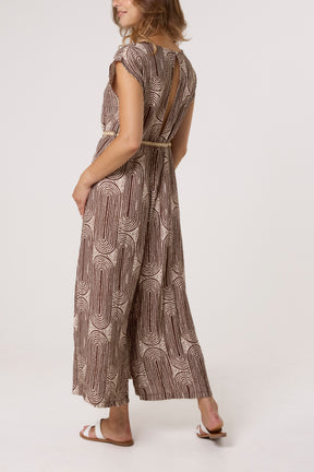 Monochrome Belted Wide Leg Jumpsuit