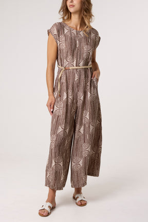 Monochrome Belted Wide Leg Jumpsuit
