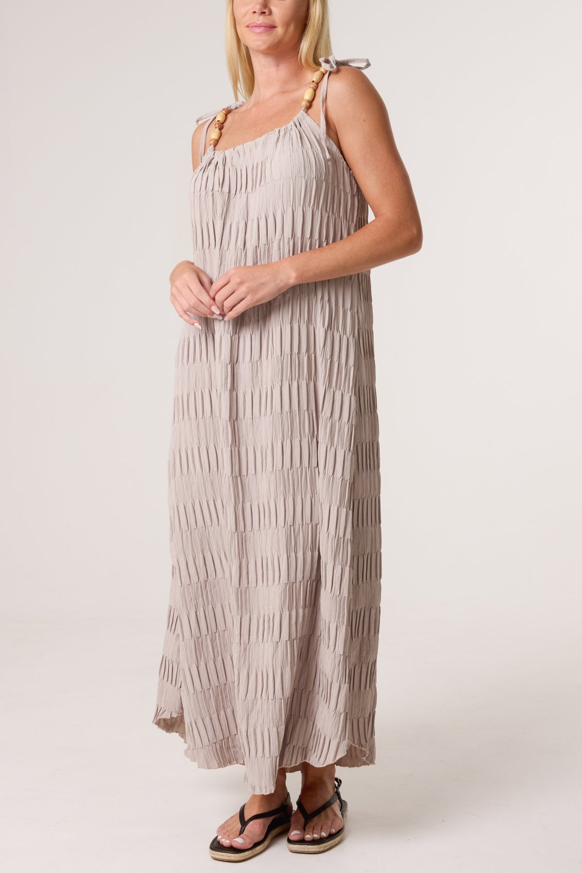 Crinkle Maxi Dress With Strap Detail