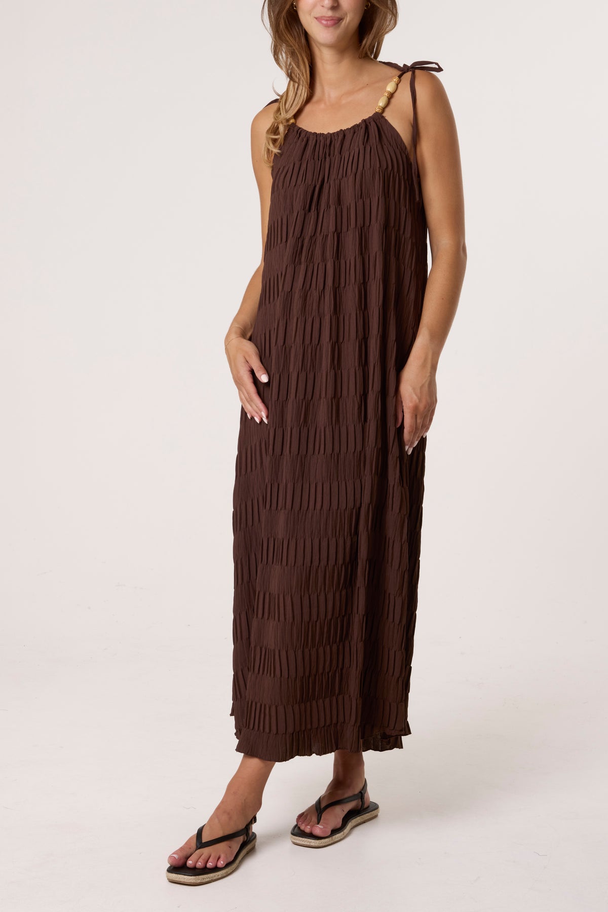 Crinkle Maxi Dress With Strap Detail