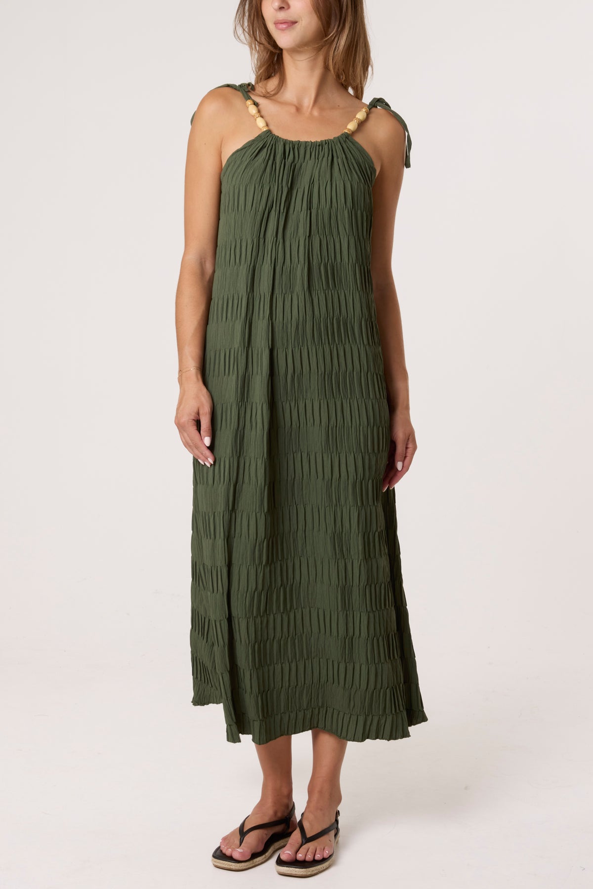 Crinkle Maxi Dress With Strap Detail