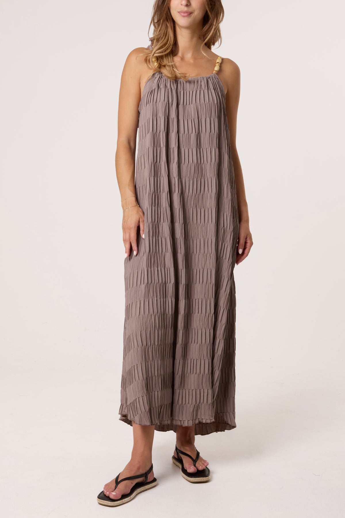 Crinkle Maxi Dress With Strap Detail