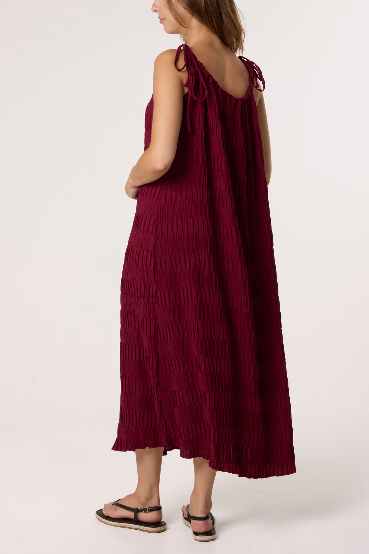 Crinkle Maxi Dress With Strap Detail