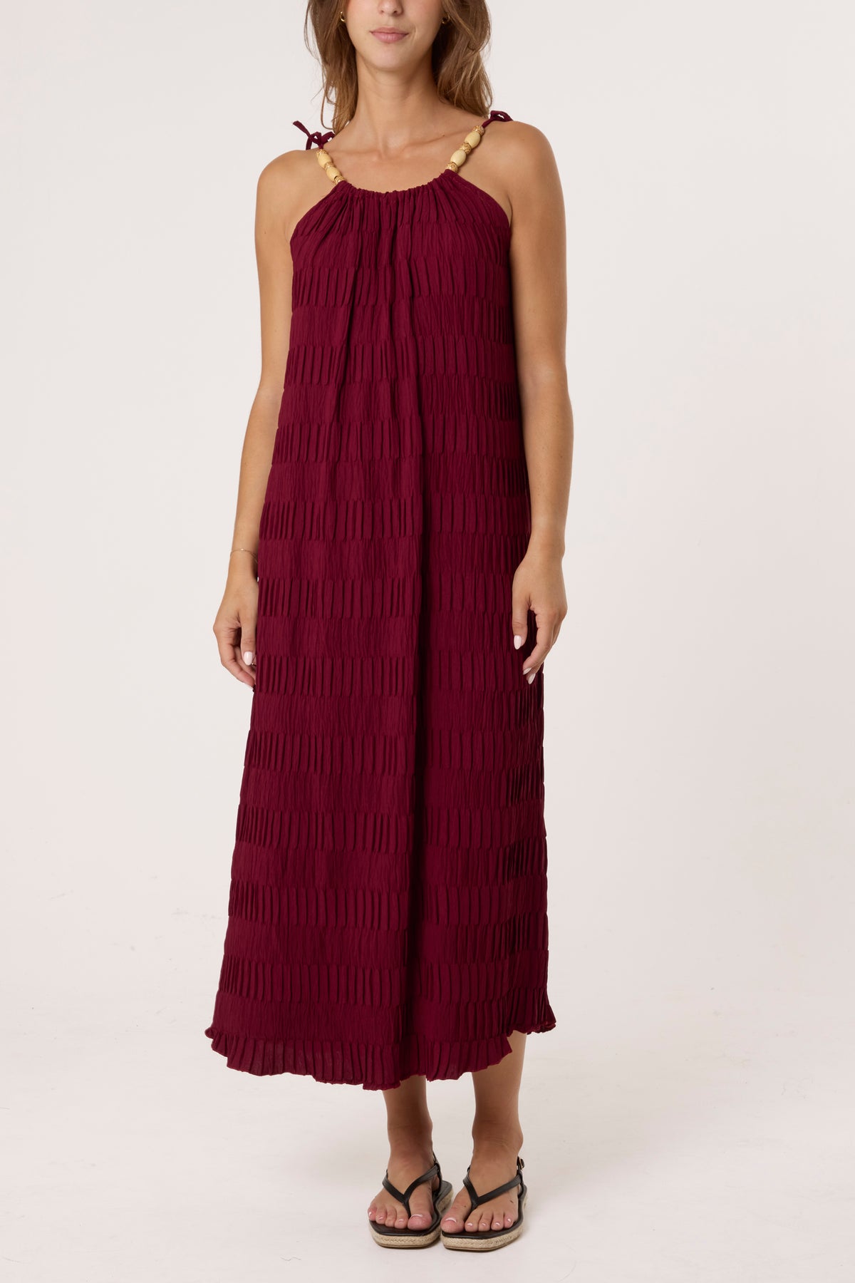 Crinkle Maxi Dress With Strap Detail